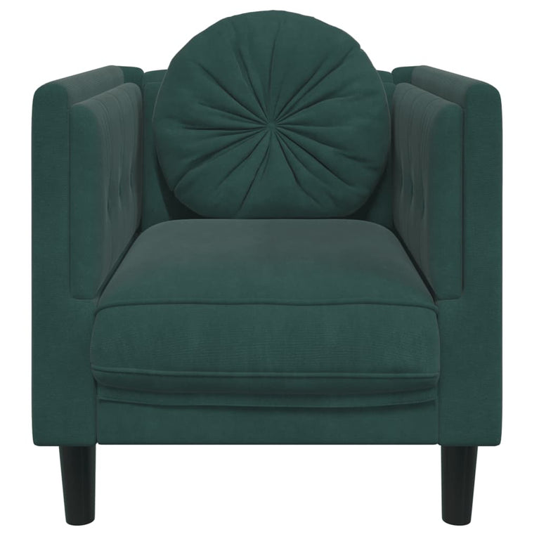 Fauteuil met kussen fluweel donkergroen