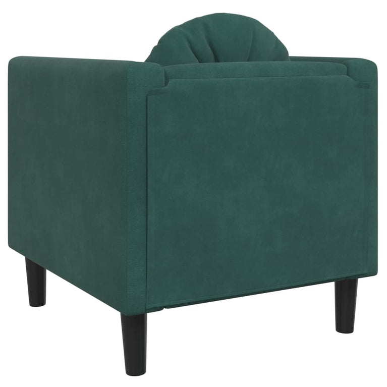 Fauteuil met kussen fluweel donkergroen