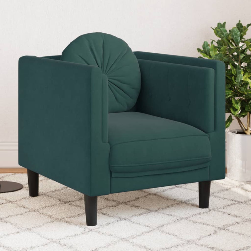 Fauteuil met kussen fluweel donkergroen