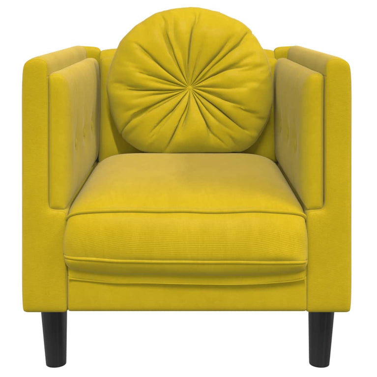 Fauteuil met kussen fluweel geel