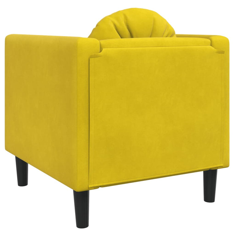 Fauteuil met kussen fluweel geel