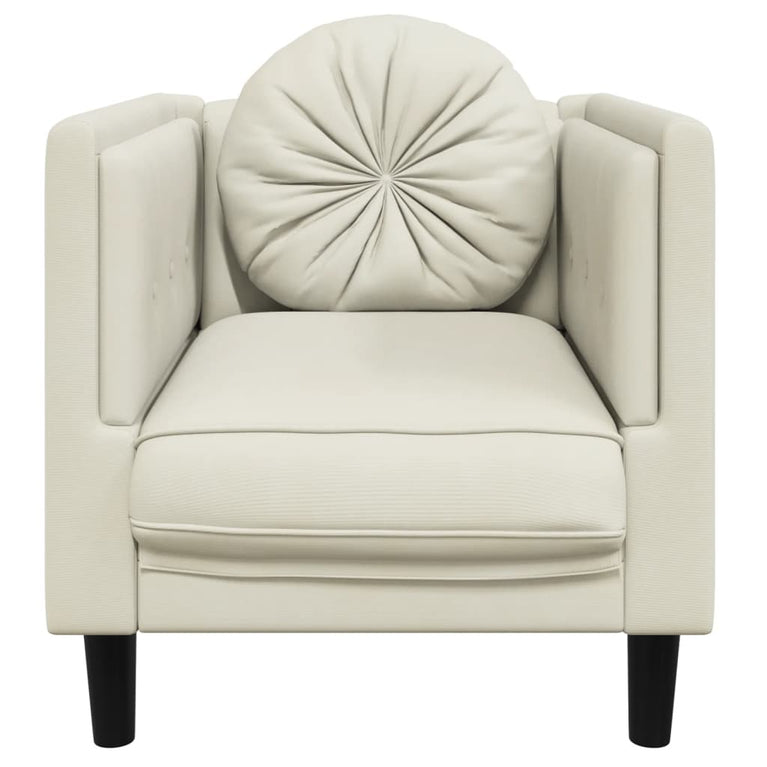 Fauteuil met kussen fluweel crèmekleurig