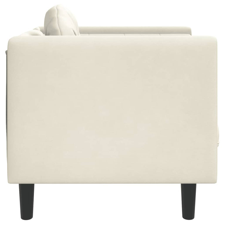 Fauteuil met kussen fluweel crèmekleurig
