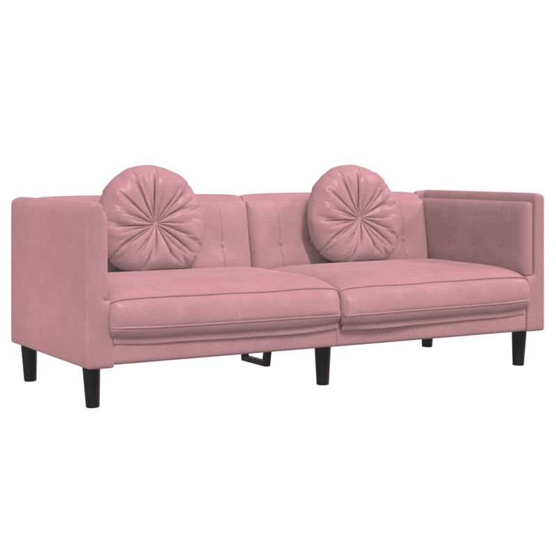 Bank met kussens 3-zits fluweel roze
