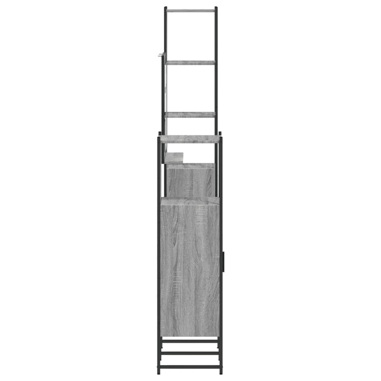 4-delige Badkamermeubelset bewerkt hout grijs sonoma eikenkleur