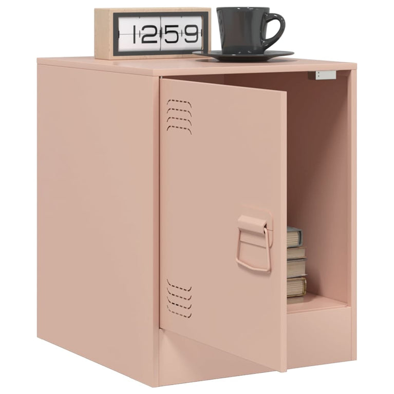 Nachtkastjes 2 st 34,5x39x44 cm staal roze