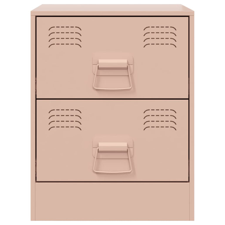 Nachtkastjes 2 st 34,5x39x44 cm staal roze