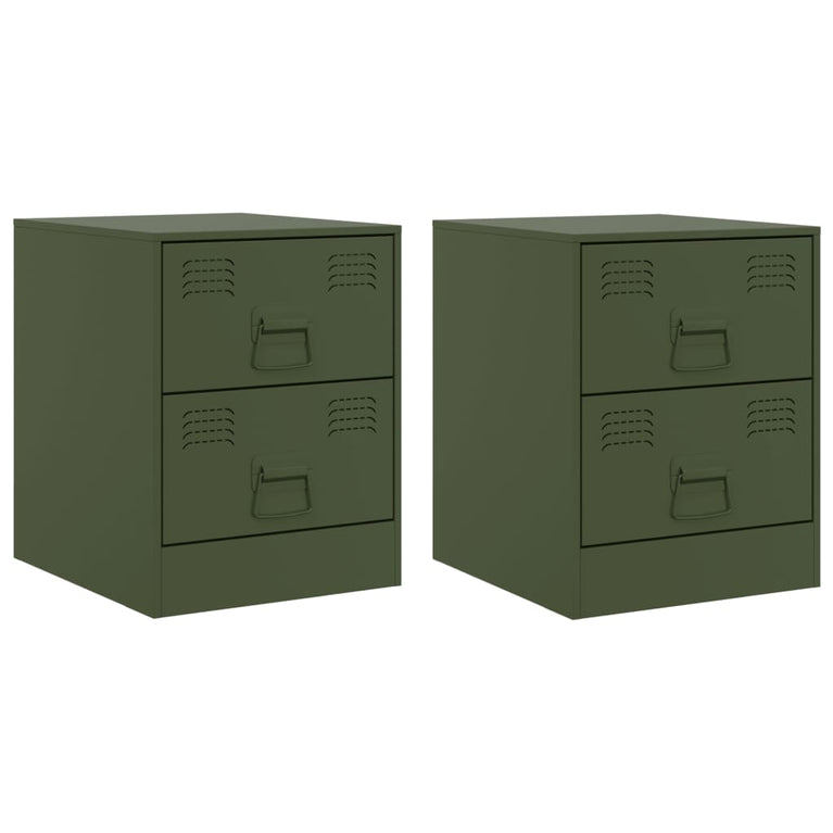Nachtkastjes 2 st 34,5x39x44 cm staal groen