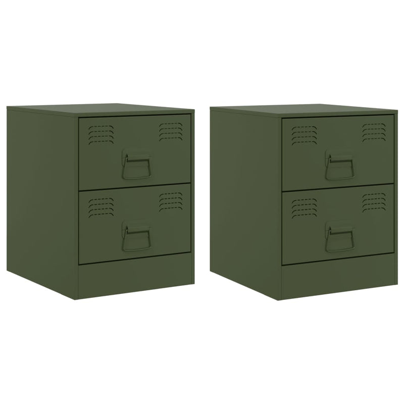 Nachtkastjes 2 st 34,5x39x44 cm staal groen