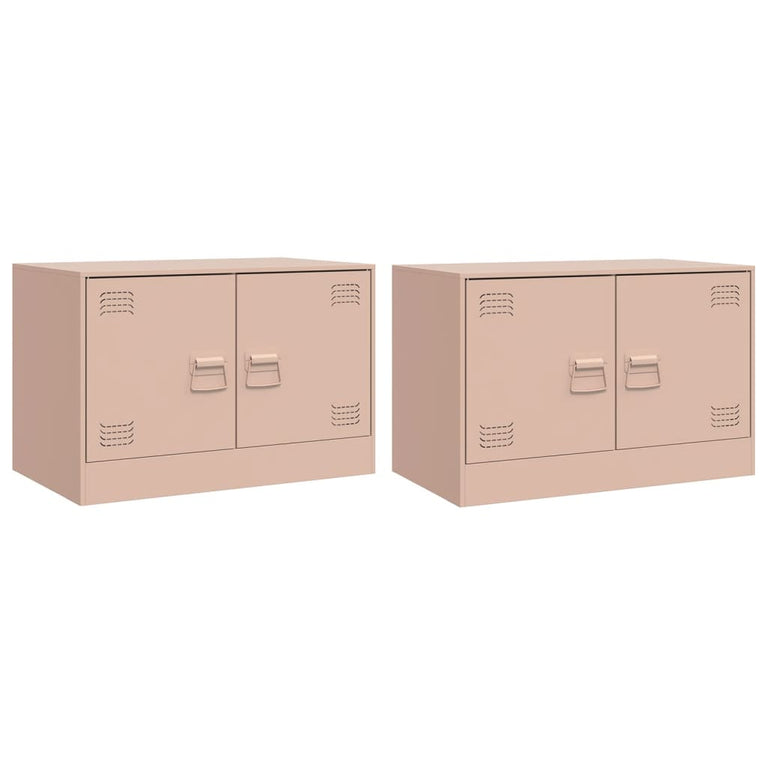 Tv-meubelen 2 st 67x39x44 cm staal roze