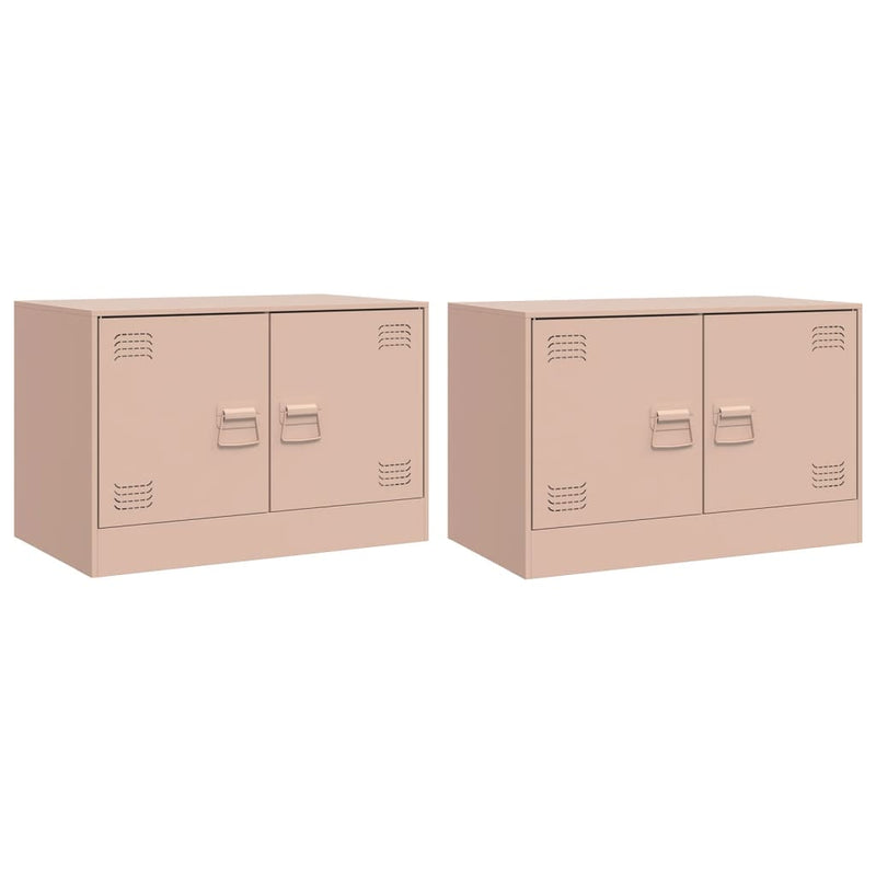 Tv-meubelen 2 st 67x39x44 cm staal roze