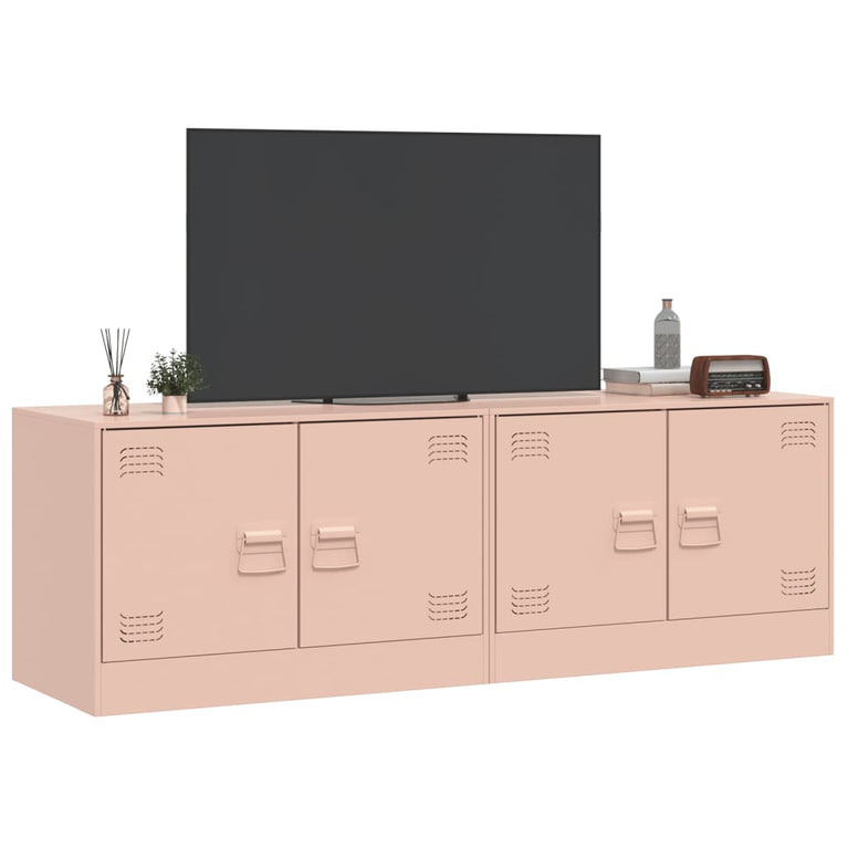 Tv-meubelen 2 st 67x39x44 cm staal roze
