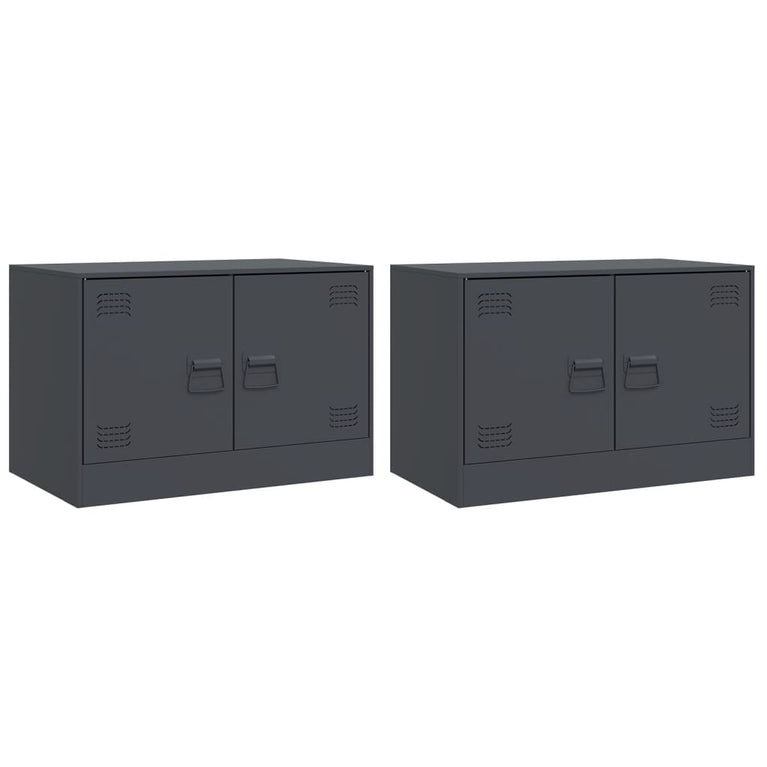 Tv-meubelen 2 st 67x39x44 cm staal antracietkleurig