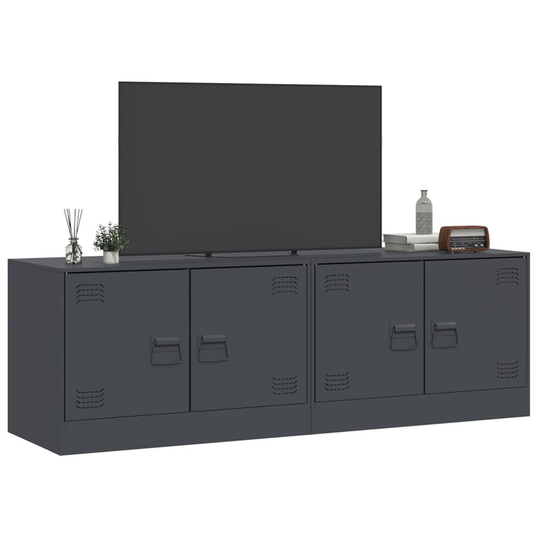 Tv-meubelen 2 st 67x39x44 cm staal antracietkleurig