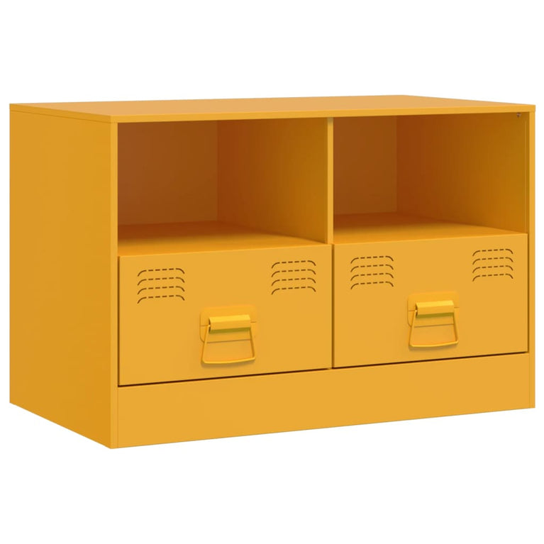 Tv-meubelen 2 st 67x39x44 cm staal mosterdgeel