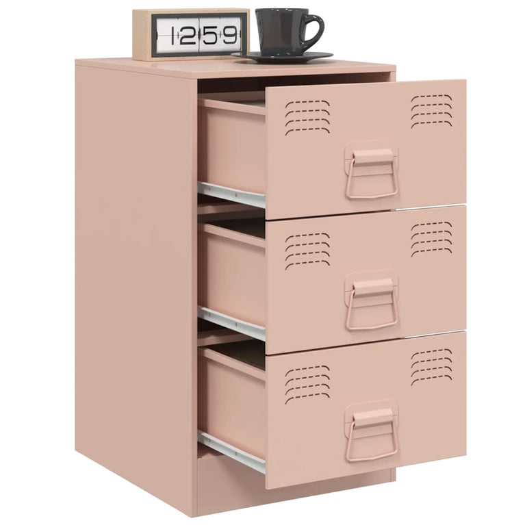 Nachtkastjes 2 st 34,5x39x62 cm staal roze