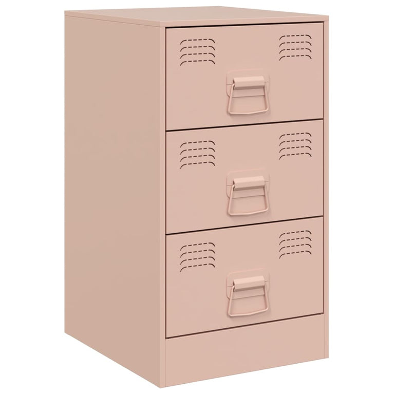 Nachtkastjes 2 st 34,5x39x62 cm staal roze