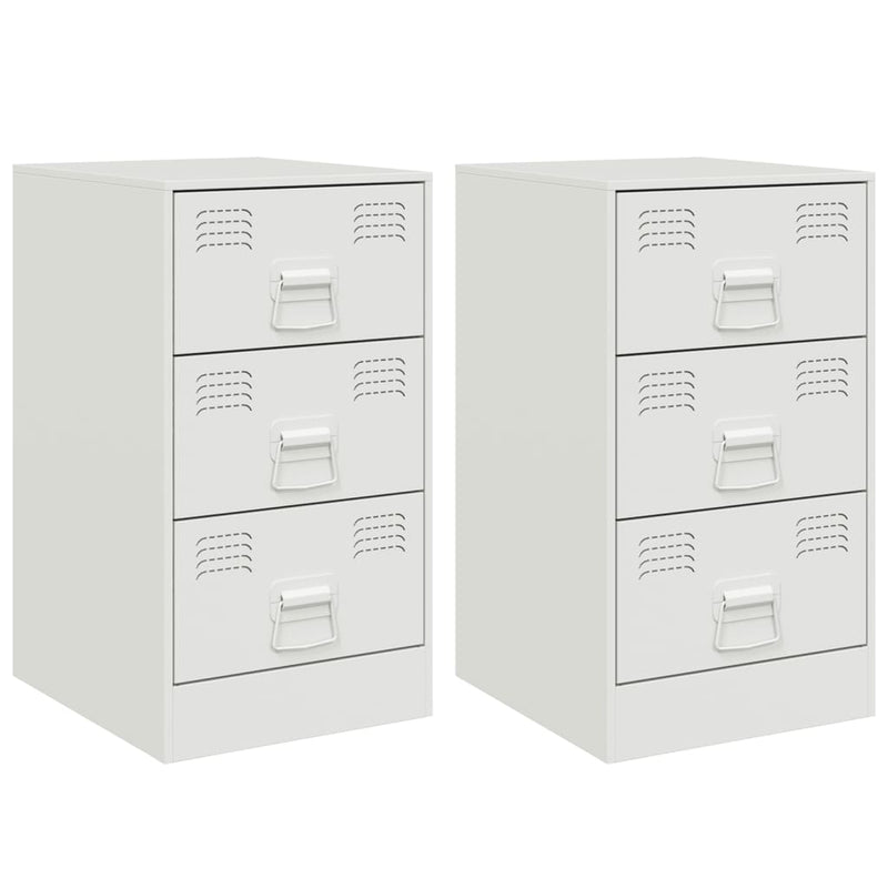 Nachtkastjes 2 st 34,5x39x62 cm staal wit