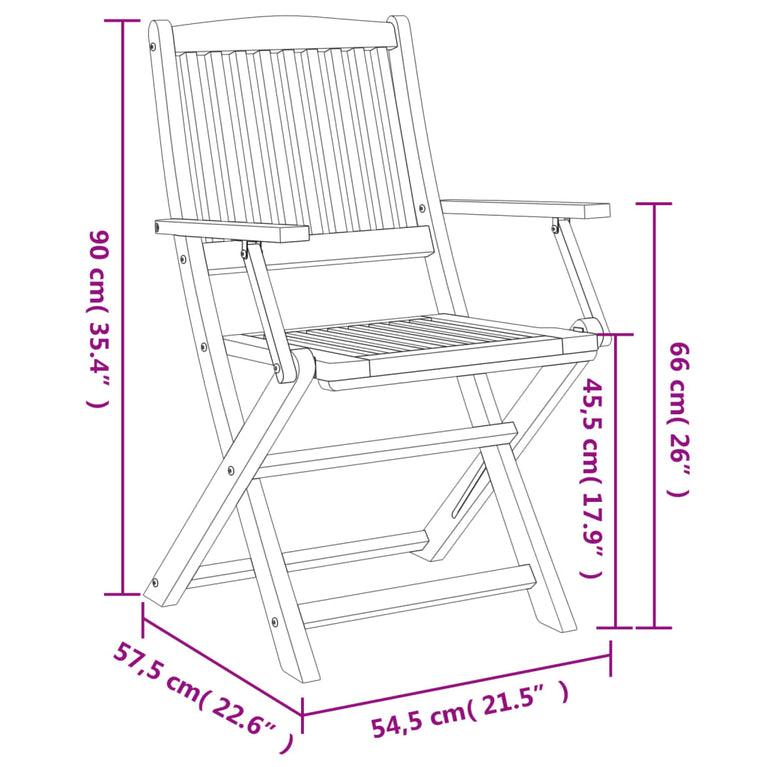 Tuinstoelen 4 st inklapbaar 57,5x54,5x90 cm massief acaciahout