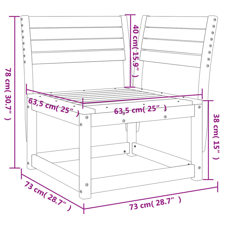 Tuinhoekbank 73x73x78 cm massief grenenhout wit