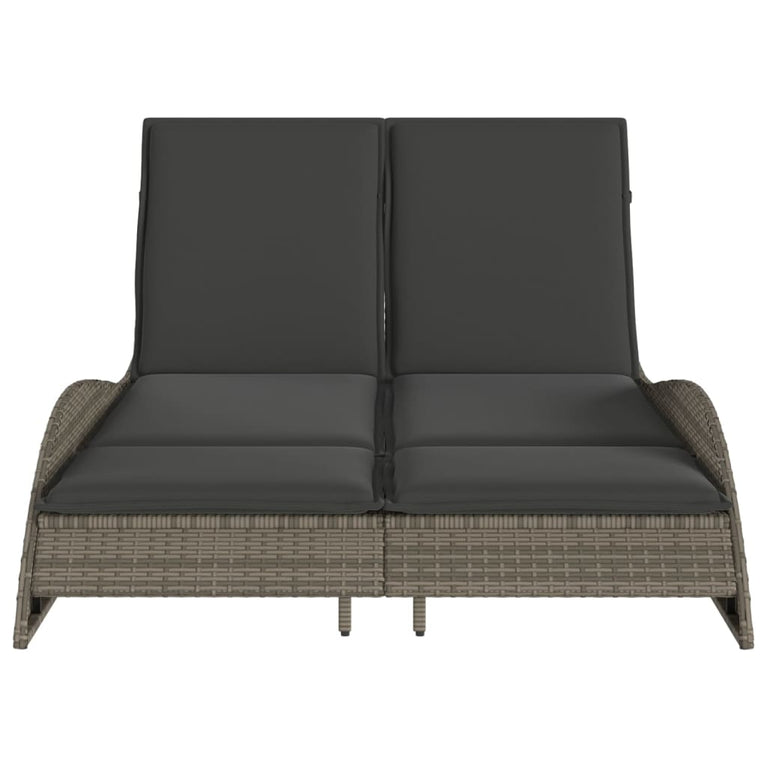 Ligbed met kussens 114x205x73 cm poly rattan grijs