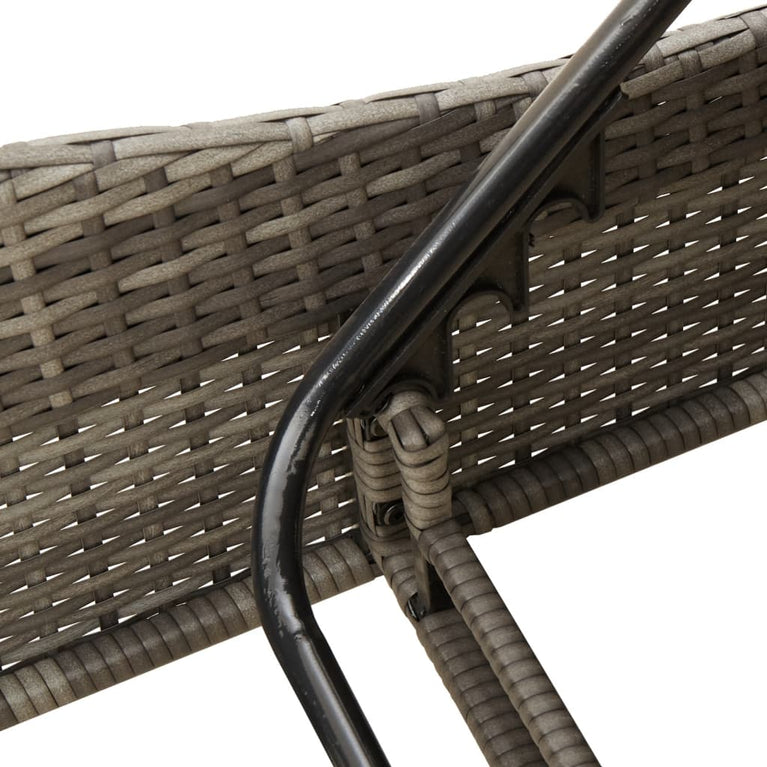 Ligbed met kussens 114x205x73 cm poly rattan grijs