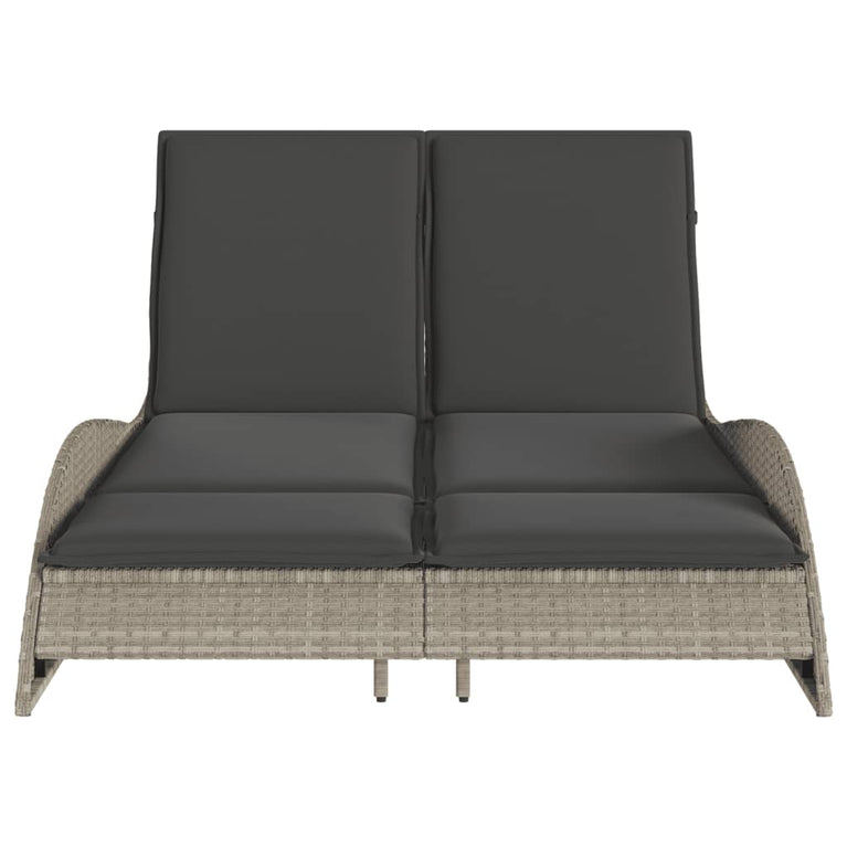 Ligbed met kussens 114x205x73 cm poly rattan lichtgrijs