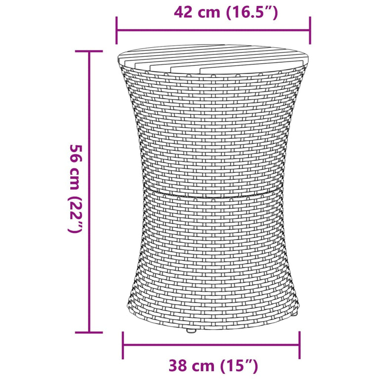 Tuinbijzettafel trommelvormig poly rattan en massief hout beige