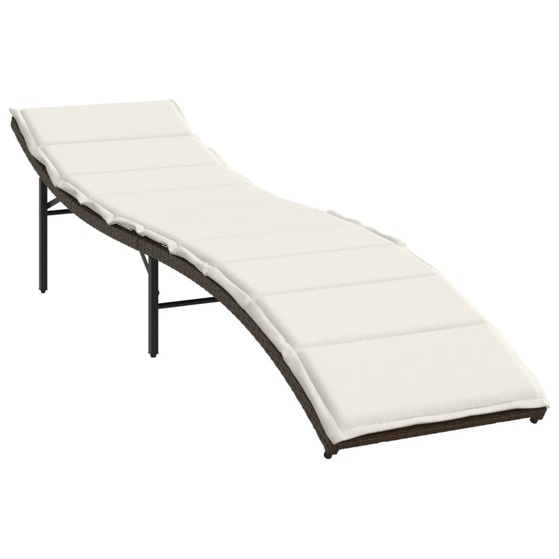 Ligbed met kussen 55x199x50 cm poly rattan bruin