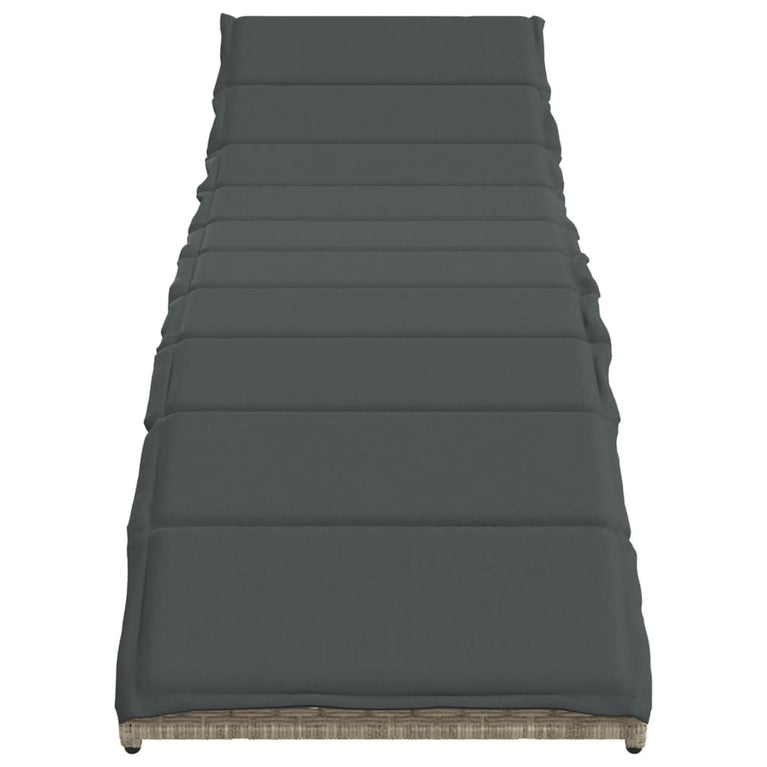 Ligbed met kussen 55x199x50 cm poly rattan lichtgrijs