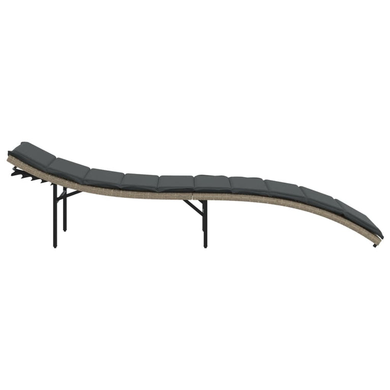 Ligbed met kussen 55x199x50 cm poly rattan lichtgrijs