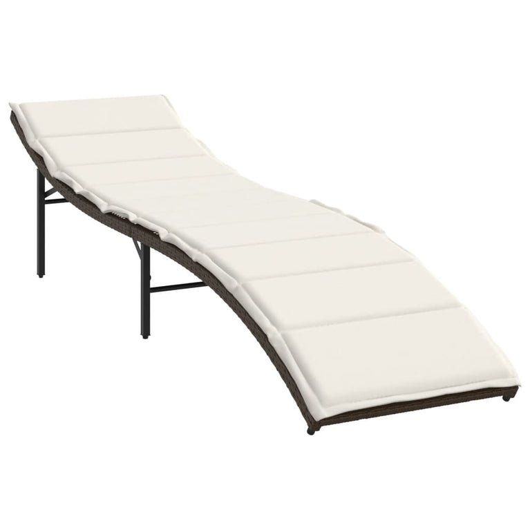 Ligstoelen 2 st met tafel poly rattan bruin