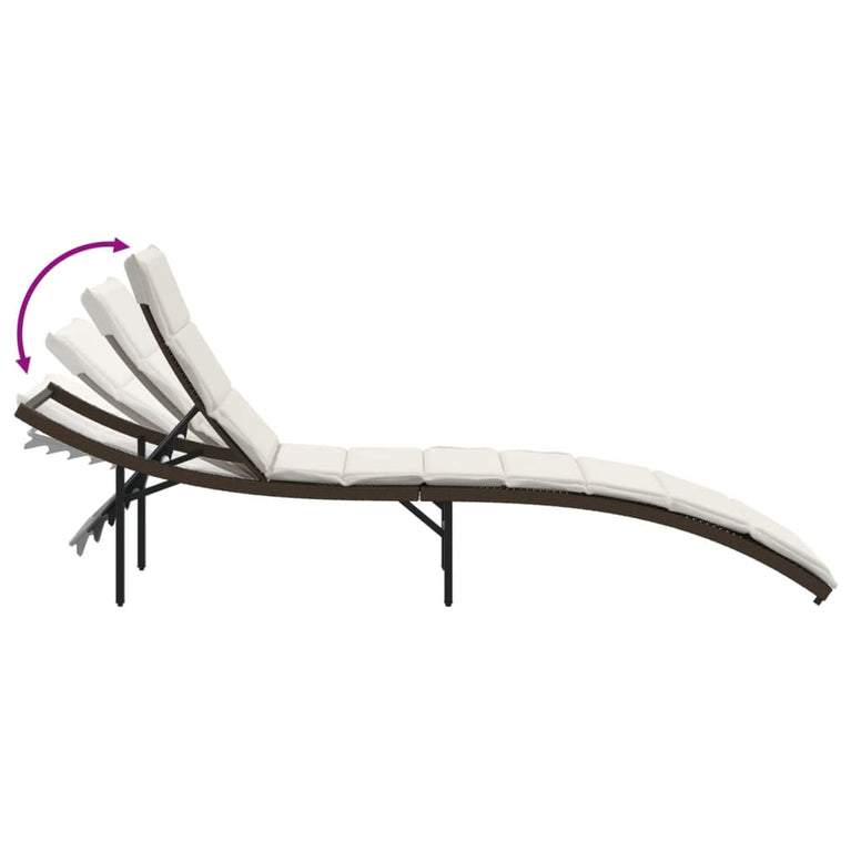 Ligstoelen 2 st met tafel poly rattan bruin