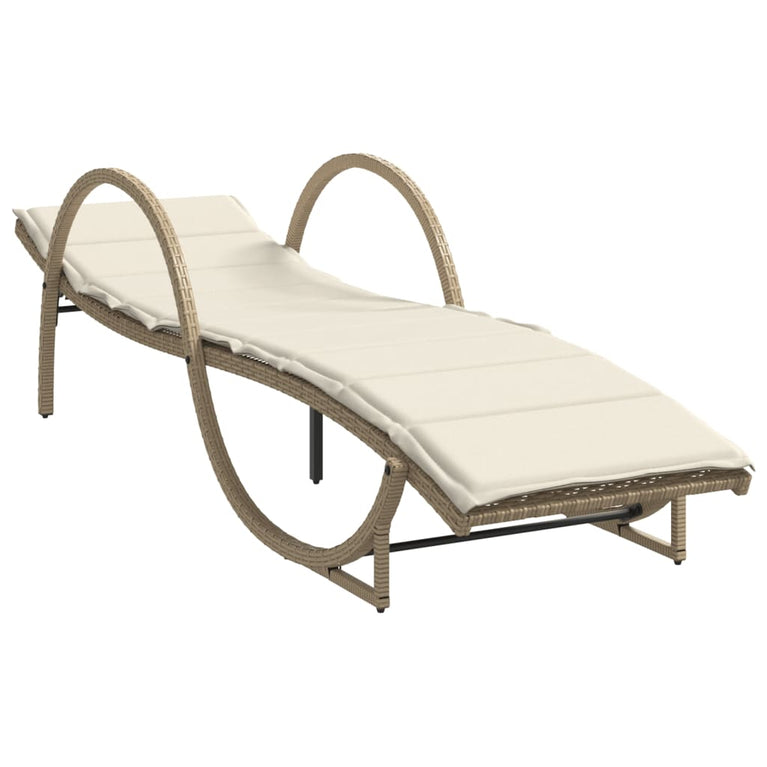 Ligstoelen 2 st met tafel poly rattan beige