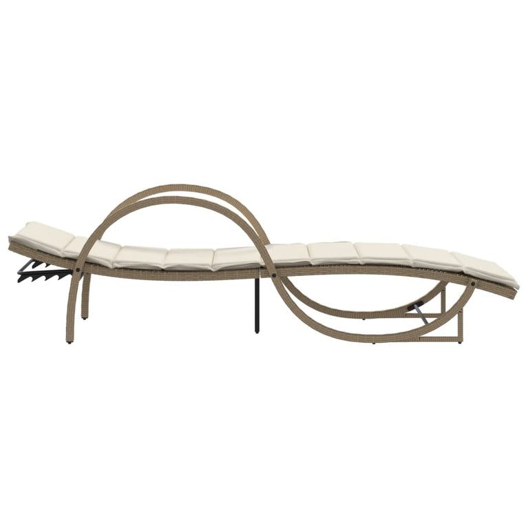 Ligstoelen 2 st met tafel poly rattan beige