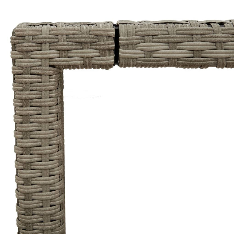 Tuintafel met glazen blad 90x90x75 cm poly rattan lichtgrijs