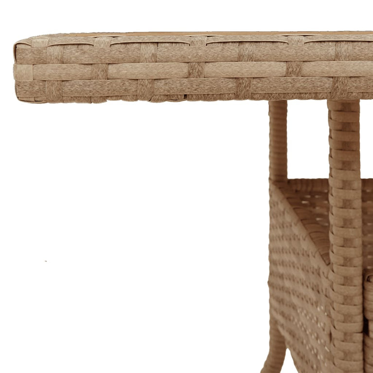 Tuintafel 80x80x75 cm poly rattan en acaciahout beige