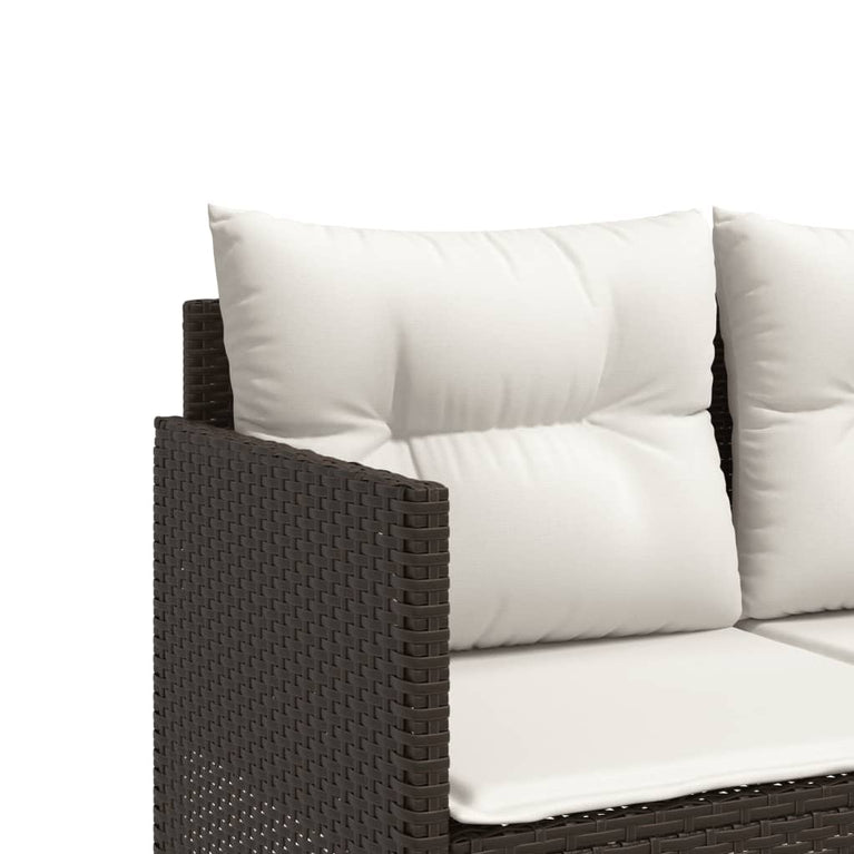 Ligbed met kussens poly rattan bruin