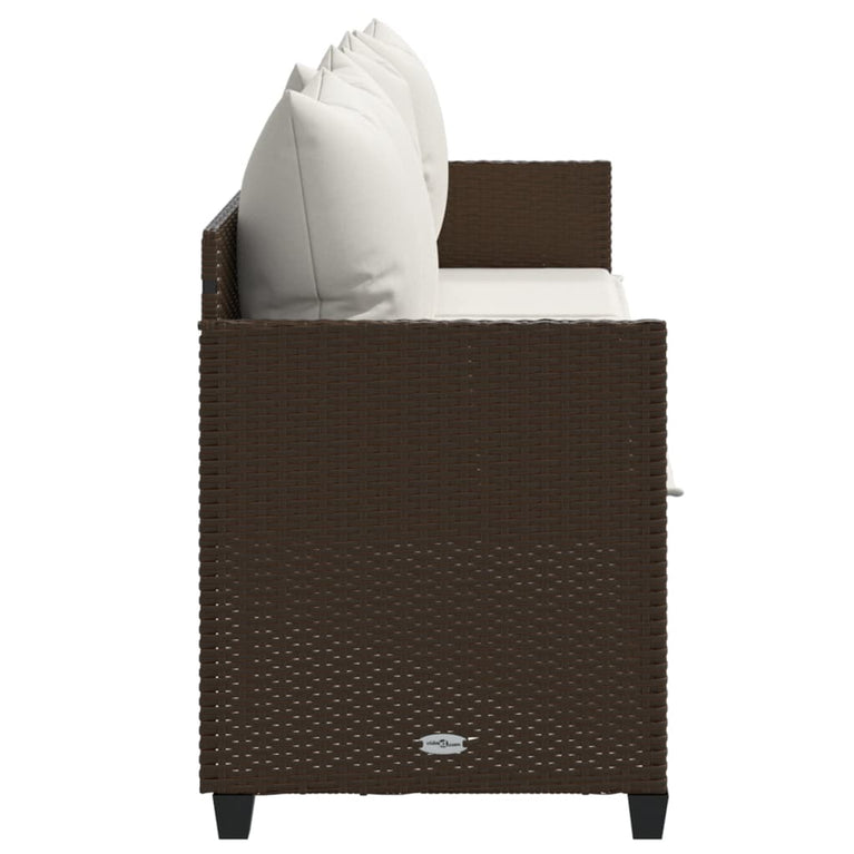 Ligbed met kussens poly rattan bruin