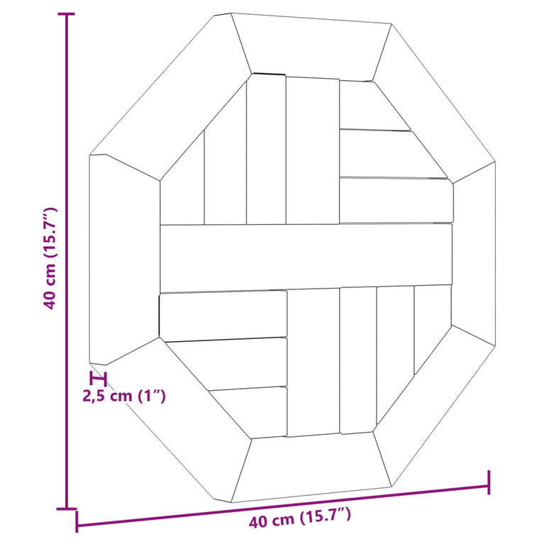 Tafelblad achthoekig 40x40x2,5 cm massief teakhout