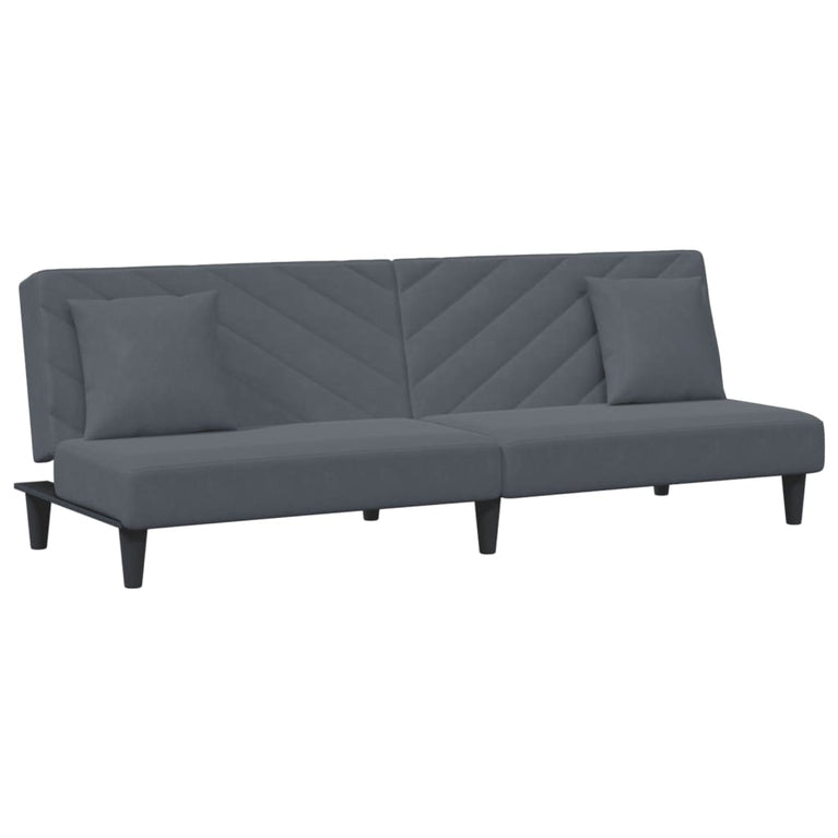 2-delige Loungeset met kussens fluweel donkergrijs