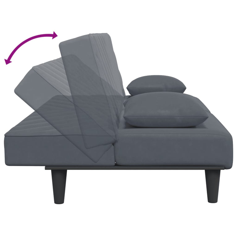 2-delige Loungeset met kussens fluweel donkergrijs