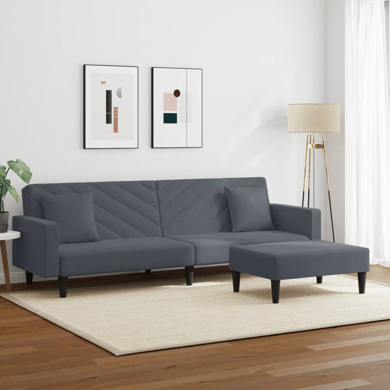 2-delige Loungeset met kussens fluweel donkergrijs