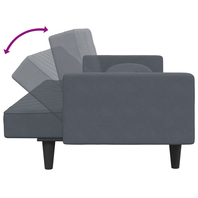 2-delige Loungeset met kussens fluweel donkergrijs