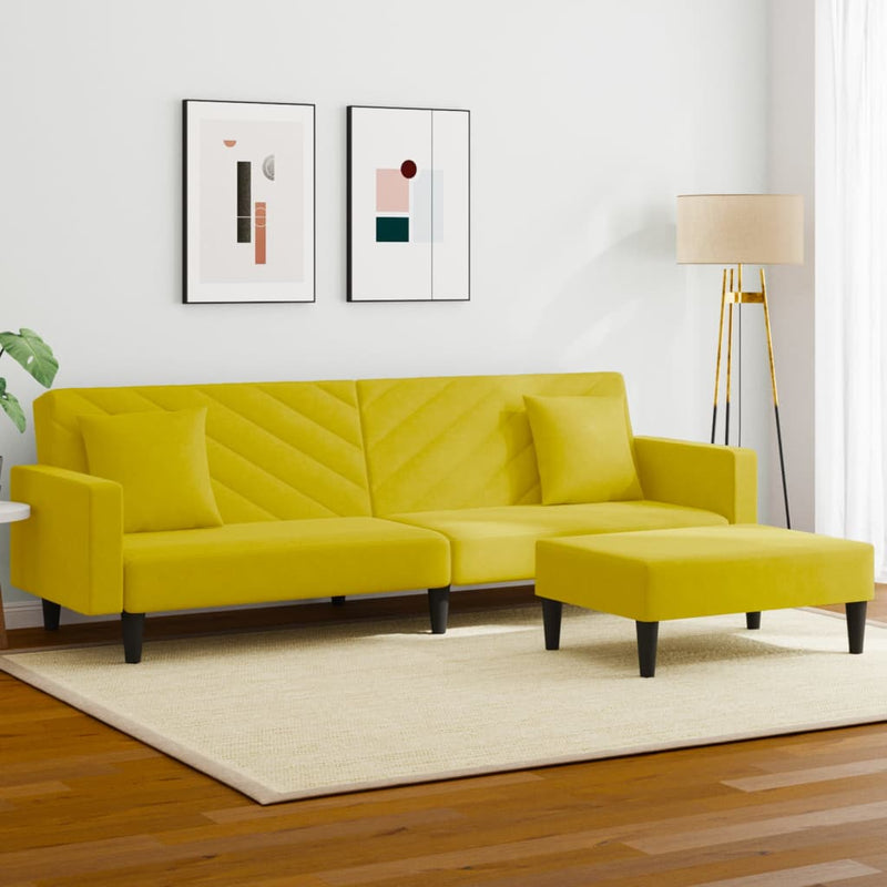 2-delige Loungeset met kussens fluweel geel