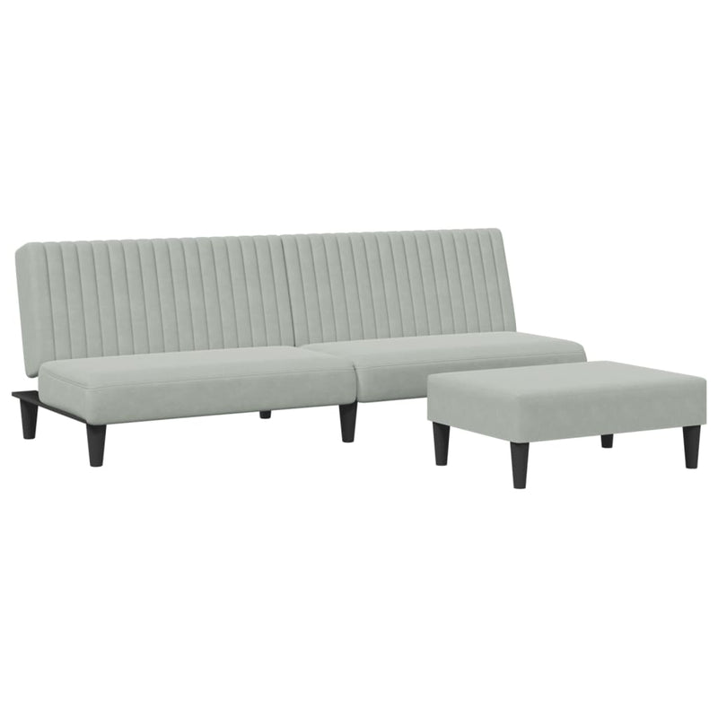2-delige Loungeset fluweel lichtgrijs