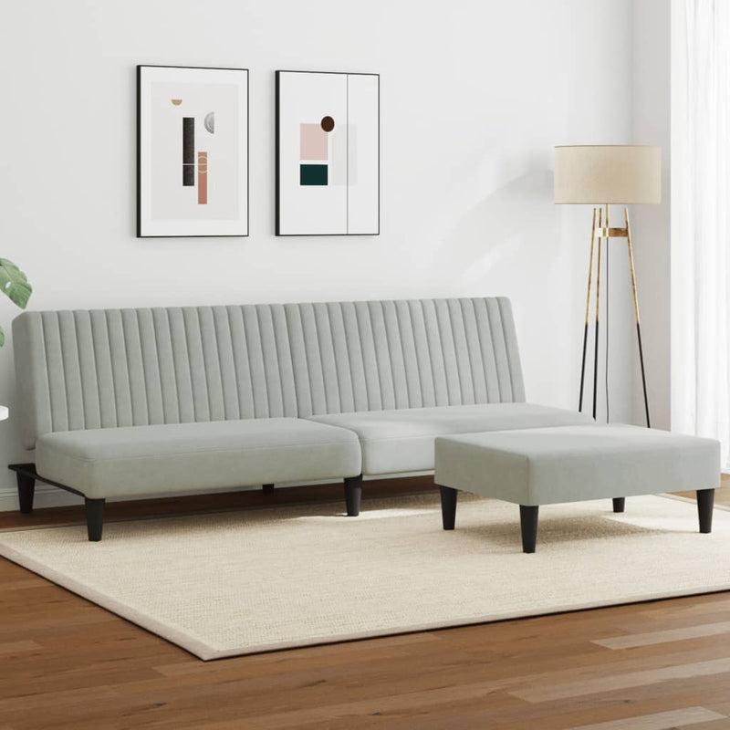 2-delige Loungeset fluweel lichtgrijs