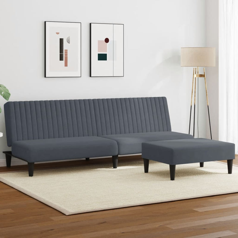 2-delige Loungeset fluweel donkergrijs