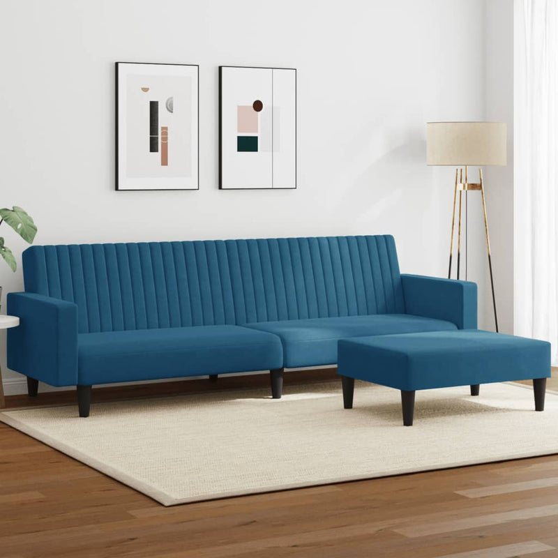 2-delige Loungeset fluweel blauw