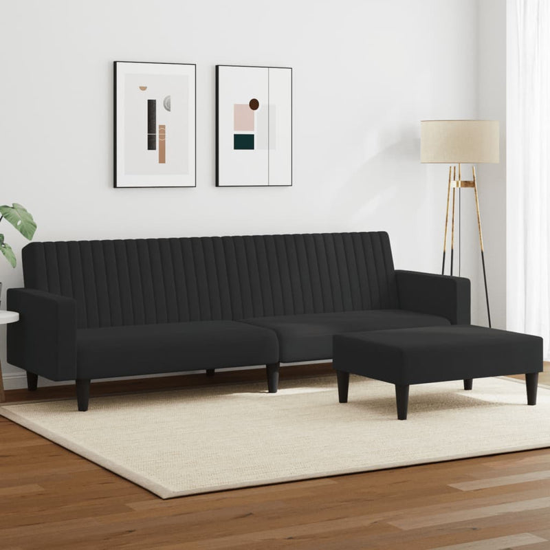 2-delige Loungeset fluweel zwart